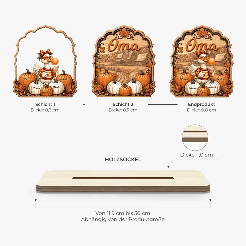 Oma Mama Herbstgans Kürbisse - Personalisiertes Geschenk | Holzaufsteller Mit Standfuß