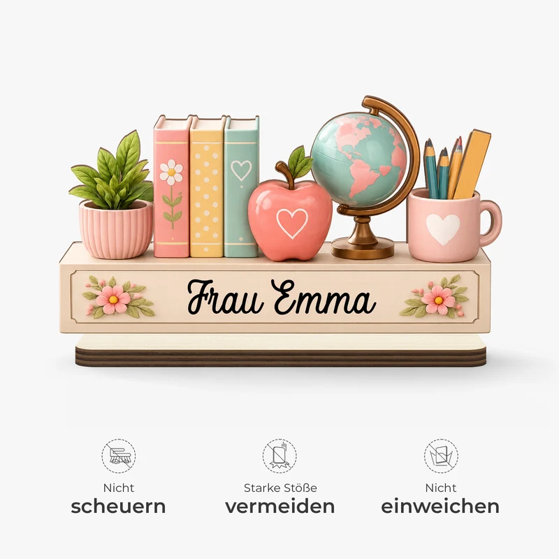 Lehrerin + Globus - Personalisiertes Geschenk | Holzaufsteller Mit Standfuß