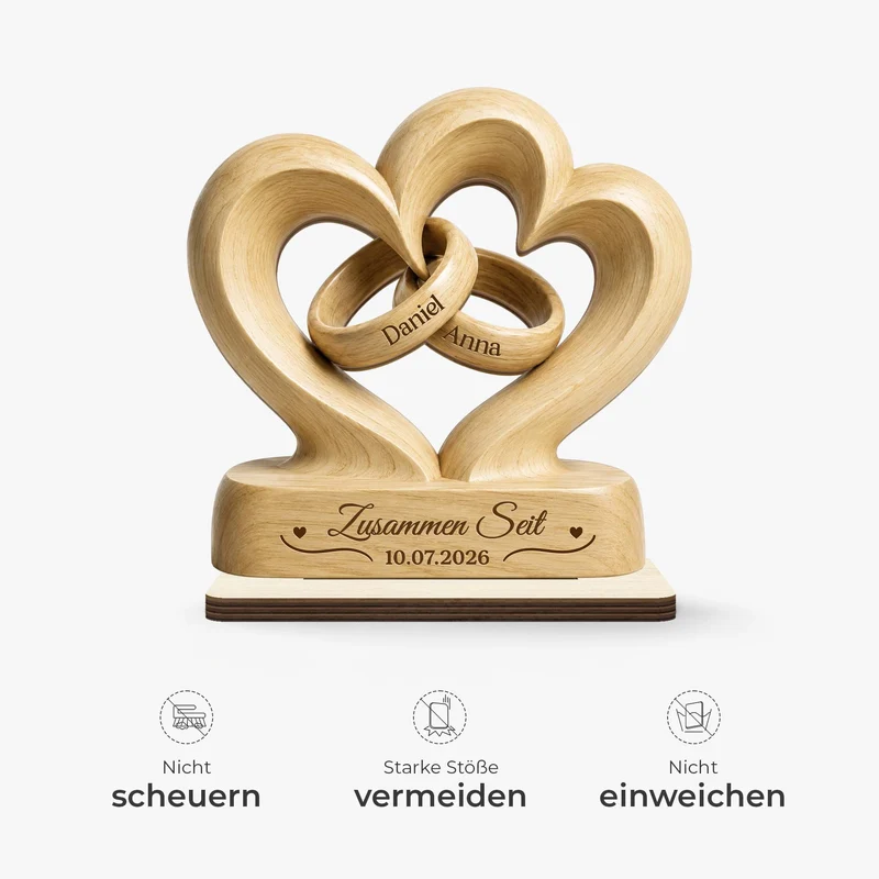 [3D-Optik] Zusammen Seit - Personalisierte Geschenke Paar | Holzaufsteller Mit Standfuß