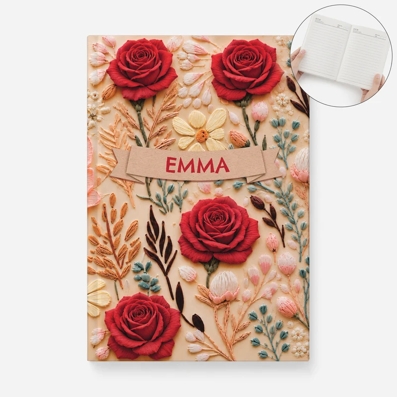Blumen + Name - Personalisierte Geschenke Frauen | Notizbuch A5