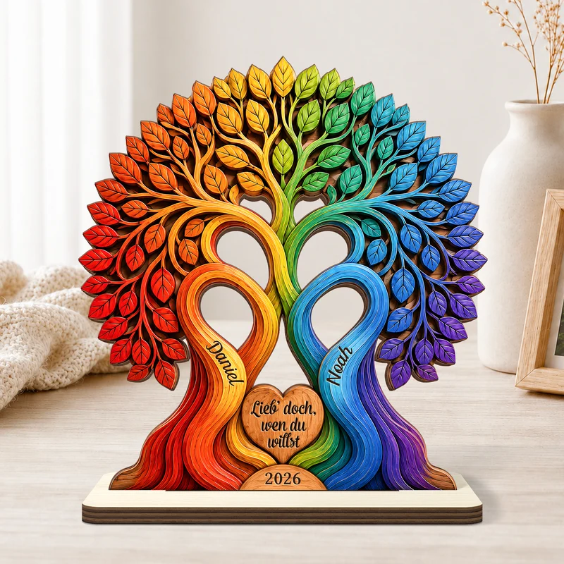 Lieb' Doch Wen Du Willst - Personalisierte Geschenke Paar | Holzaufsteller Mit Standfuß LGBTQIA+