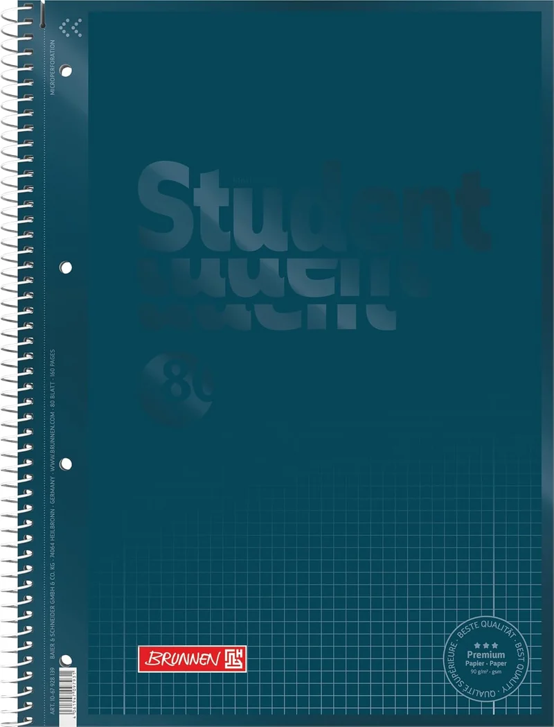 BRUNNEN Premium Collegeblock A4 - Denim Design mit Matt-Glanz-Effekt