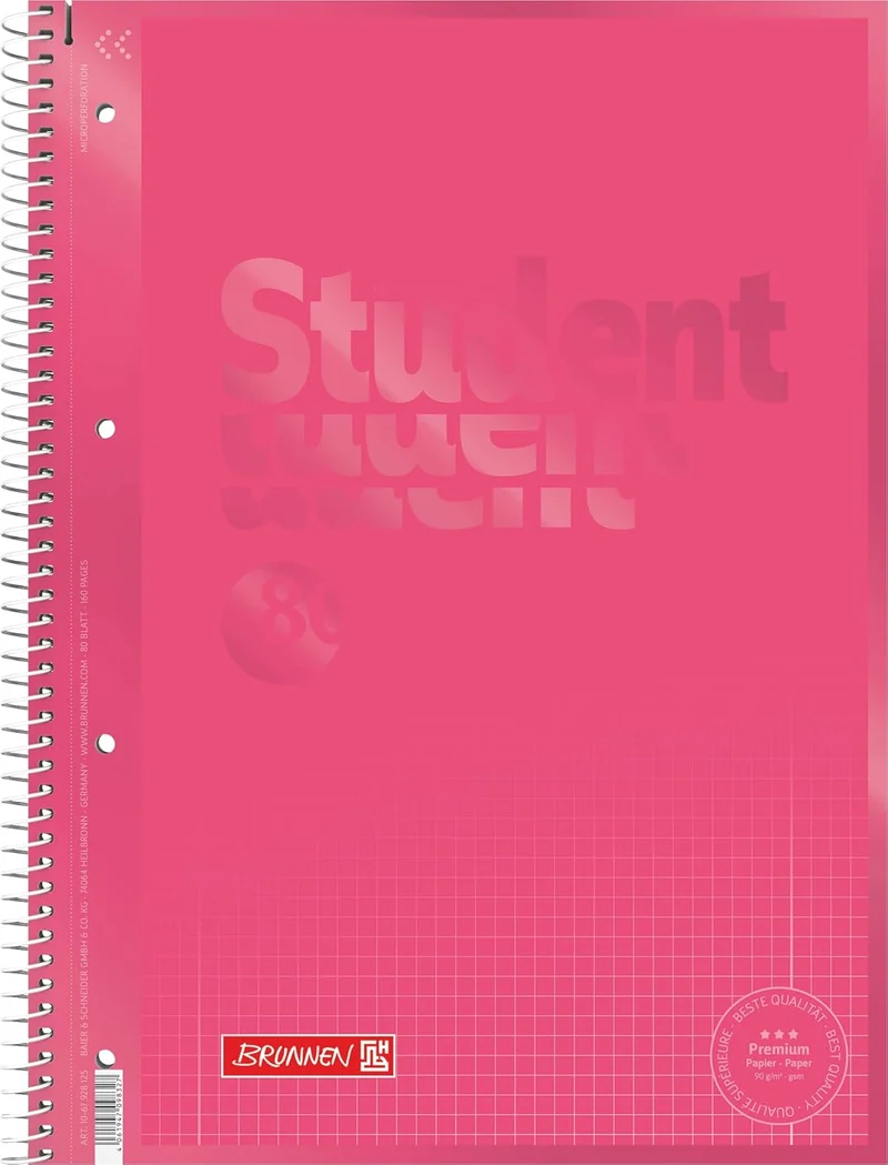 BRUNNEN Premium Collegeblock A4 - Tulip Magenta mit Matt-Glanz-Effekt