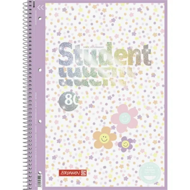 BRUNNEN Collegeblock A4 liniert - Premium Spiralblock mit 80 Blatt