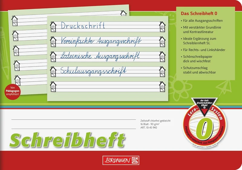 Premium Schreibheft A5 quer - Extragroße Liniensysteme für alle Ausgangsschriften