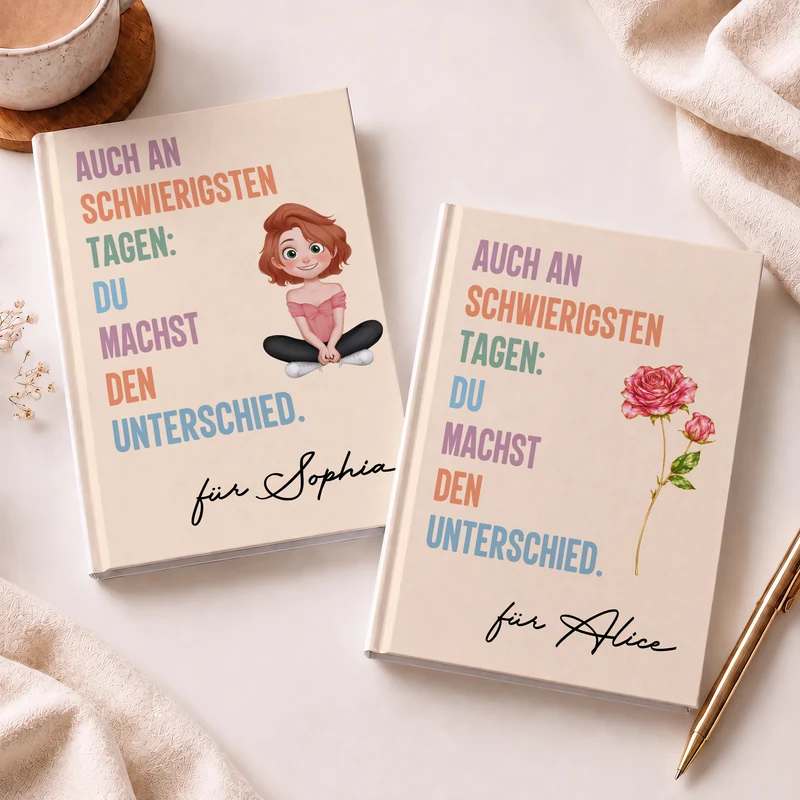 Auch An Schwierigsten Tagen: Du Machst Den Unterschied - Personalisierte Geschenke Frauen | Notizbuch A5
