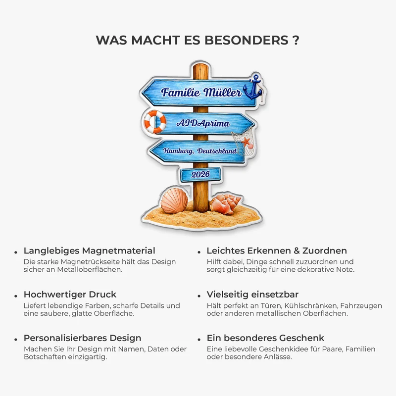 Reise + Anker - Personalisiertes Geschenk | Acryl Magnet