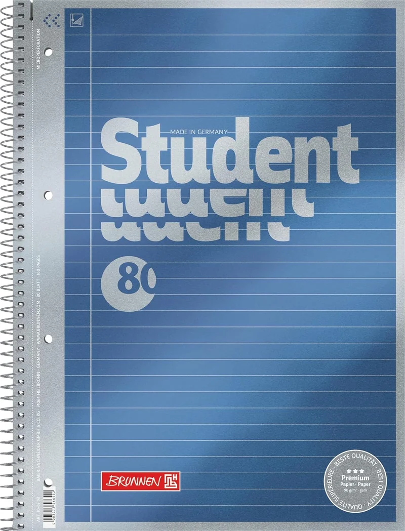 BRUNNEN Collegeblock Premium A4, Lin. 21, 80 Blatt, blau
