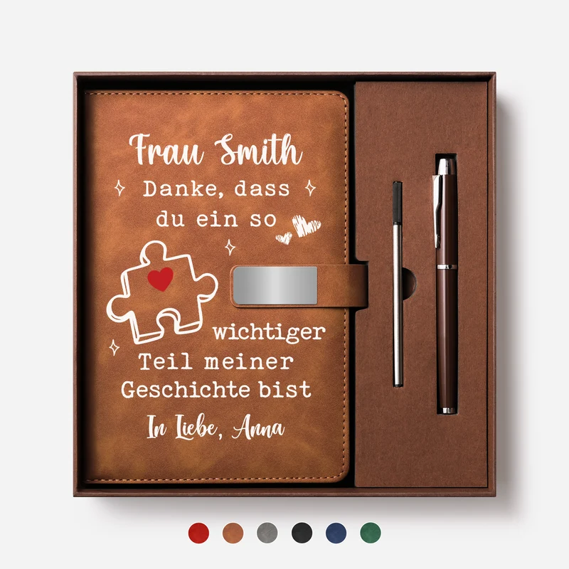 Danke Dass Du Ein So Wichtiger Teil Meiner Geschichte Bist - Personalisierte Geschenke Lehrerin | Notizbuch Mit Stift