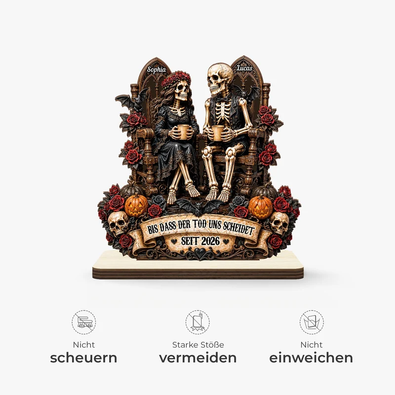 Liebe Stirbt Nie - Personalisierte Geschenke Paar | Holzaufsteller Mit Standfuß Halloween