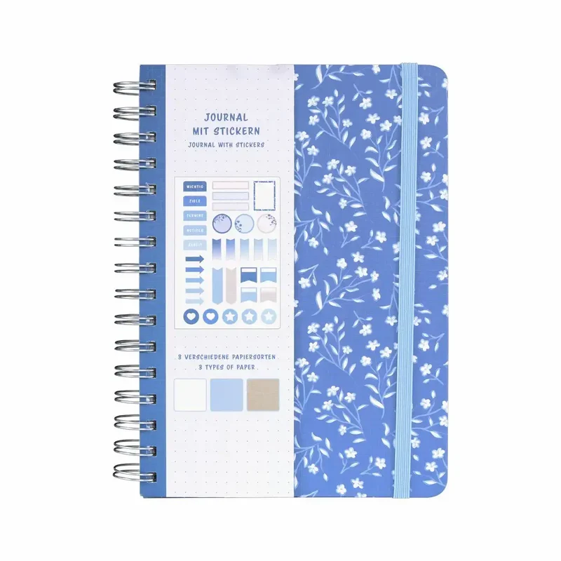 Idena Notizbuch Floral Spiralbindung A5 gepunktet 78 Blatt 120g/m²