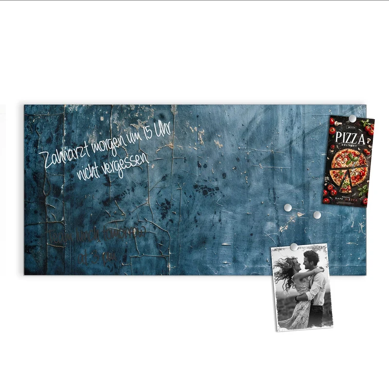 Glas Magnettafel - Verwittertes Blau