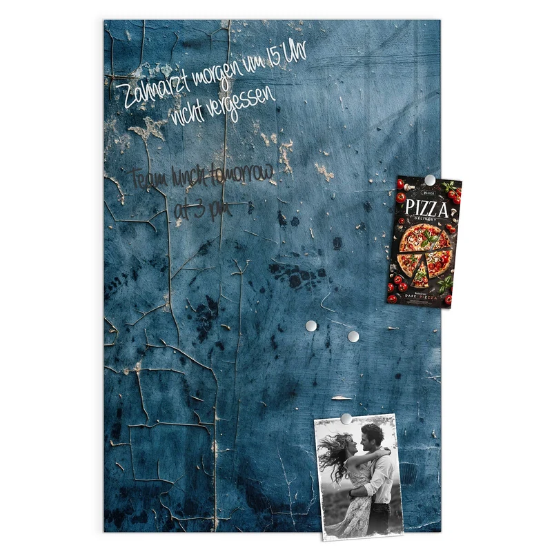 Glas Magnettafel - Verwittertes Blau
