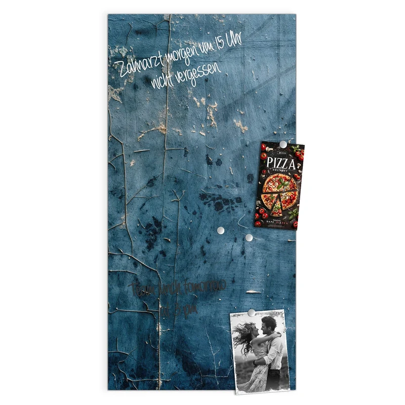 Glas Magnettafel - Verwittertes Blau