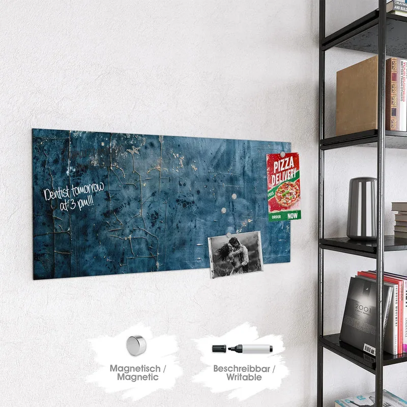 Glas Magnettafel - Verwittertes Blau