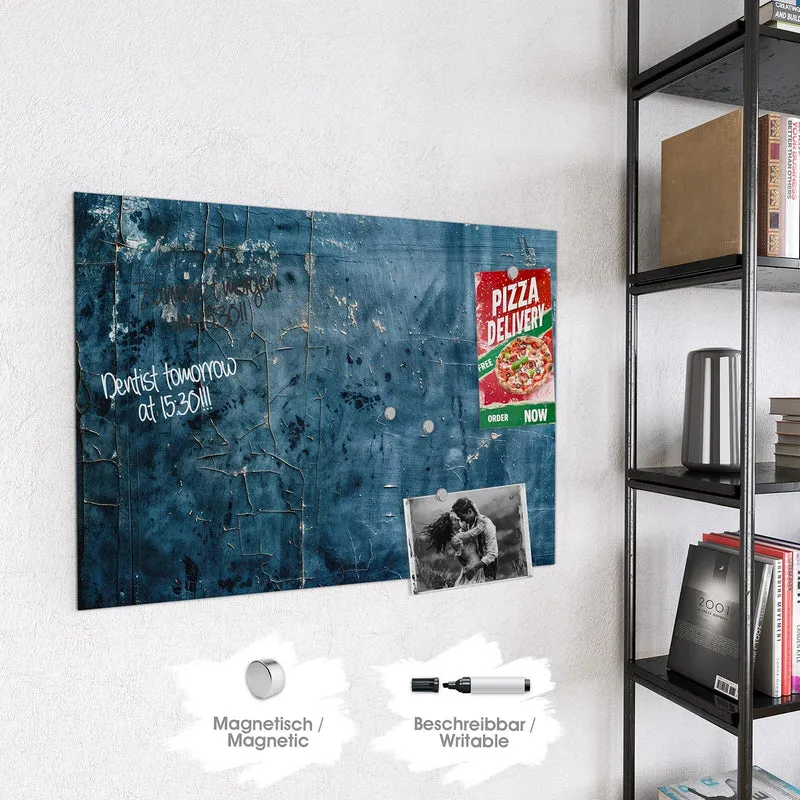 Glas Magnettafel - Verwittertes Blau