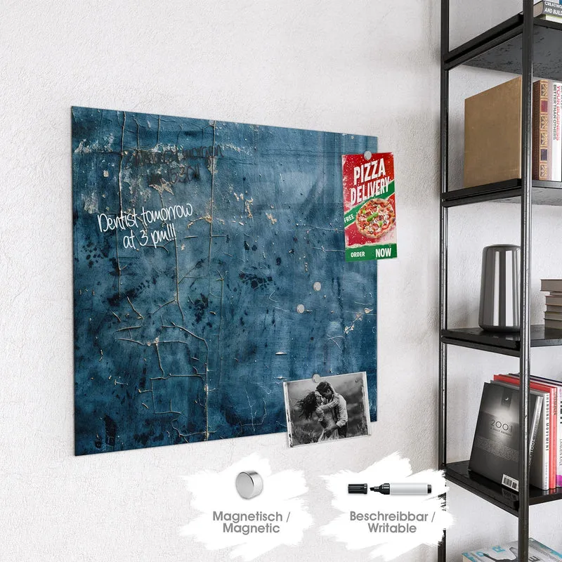 Glas Magnettafel - Verwittertes Blau