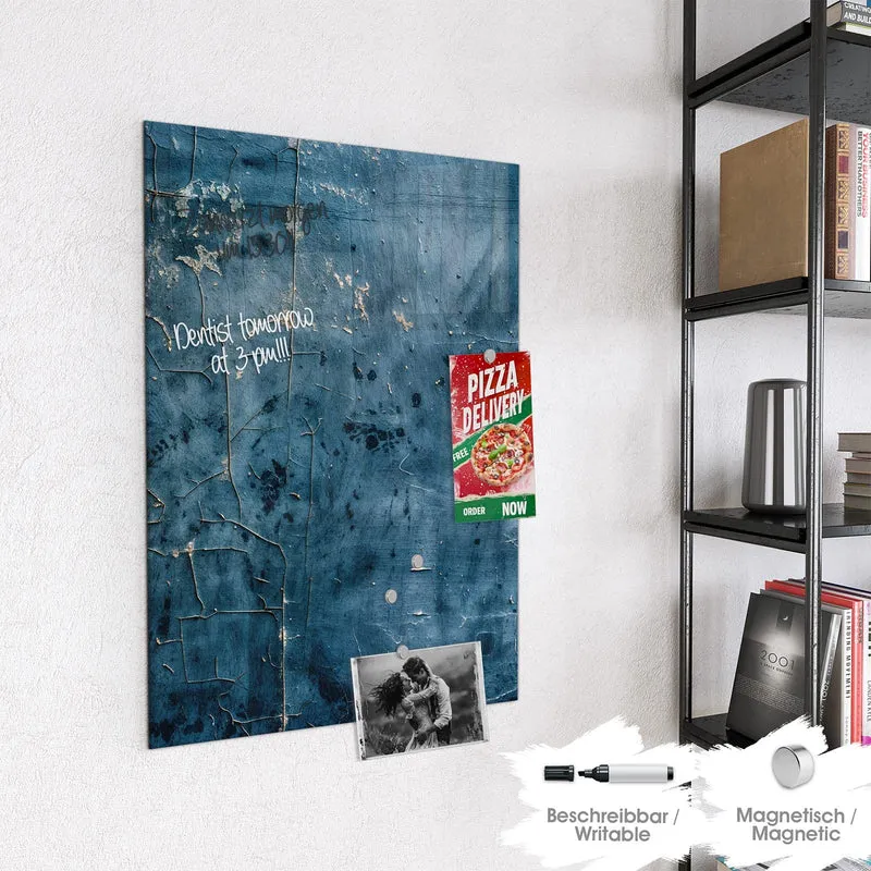Glas Magnettafel - Verwittertes Blau