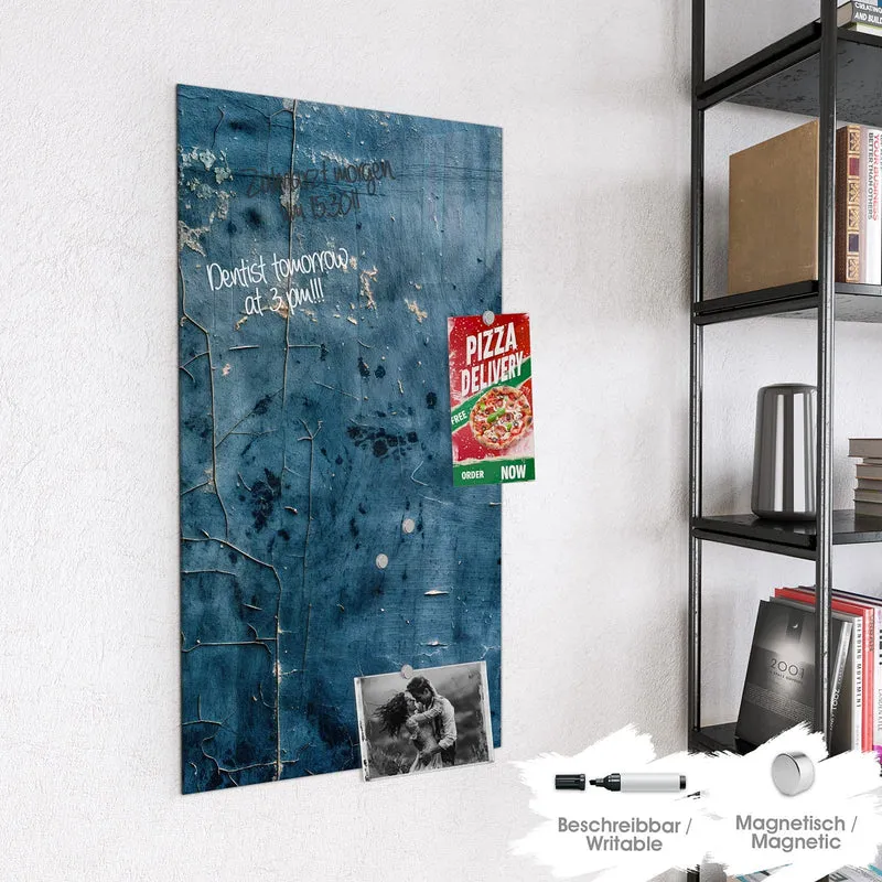 Glas Magnettafel - Verwittertes Blau