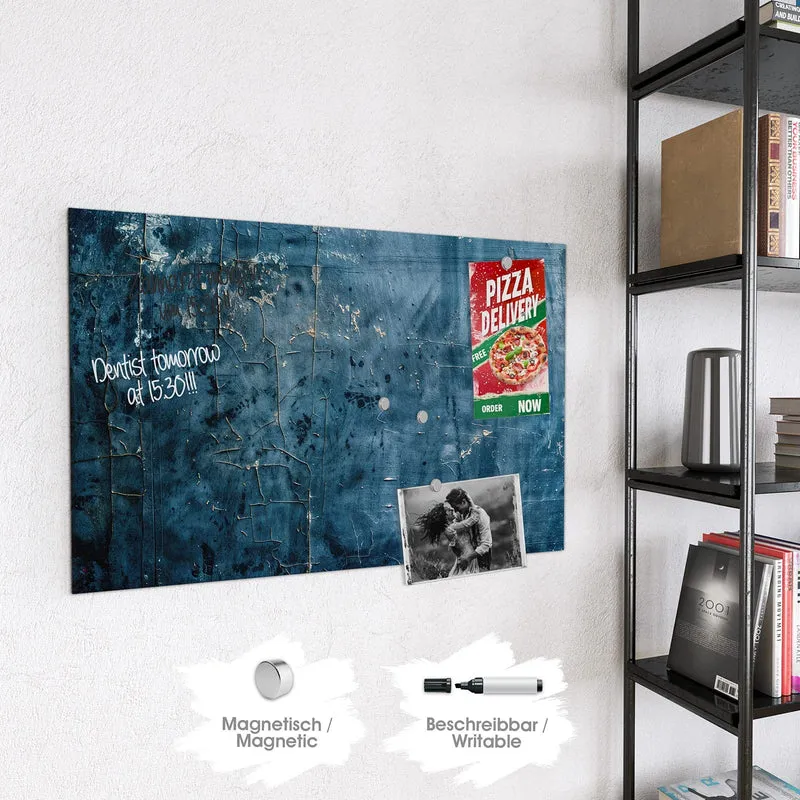 Glas Magnettafel - Verwittertes Blau