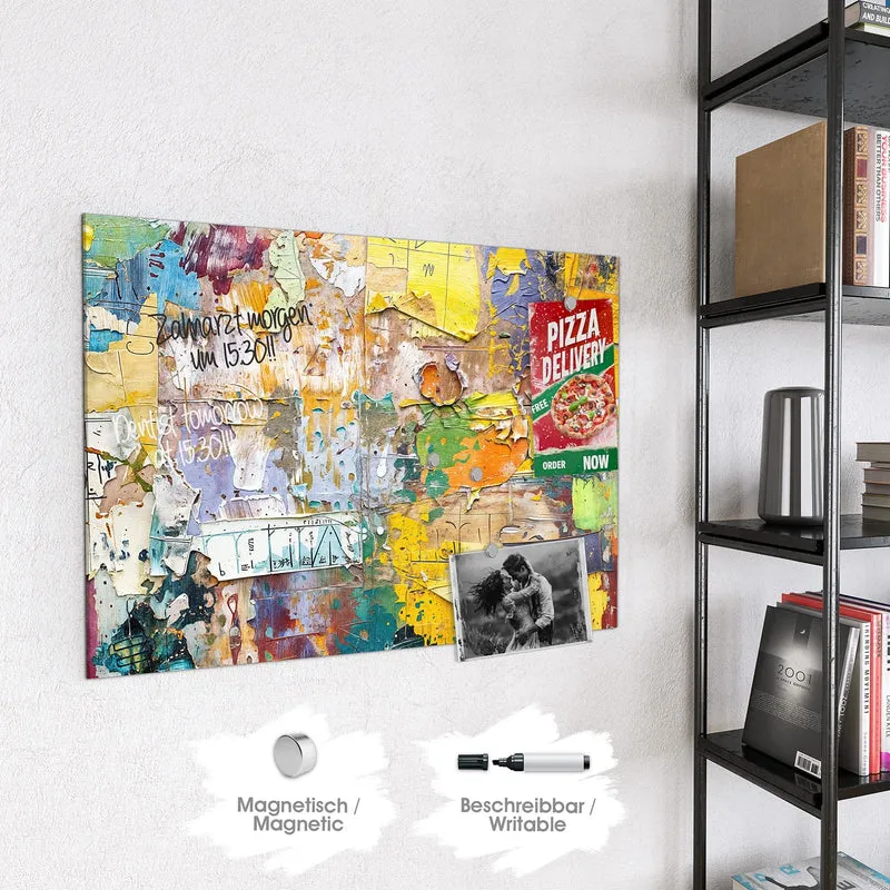 Glas Magnettafel - Abgerissene Plakate