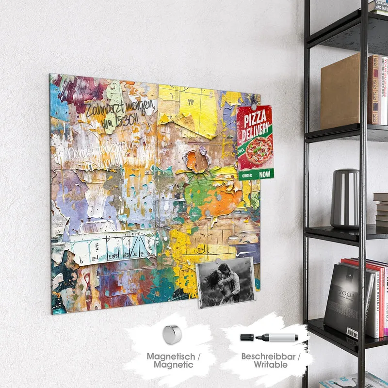 Glas Magnettafel - Abgerissene Plakate