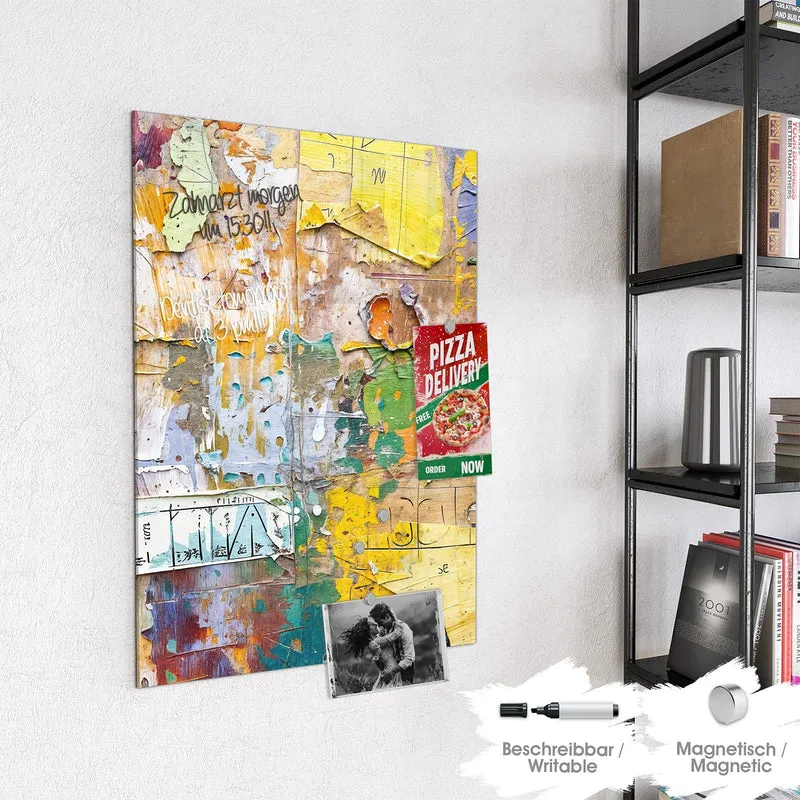 Glas Magnettafel - Abgerissene Plakate
