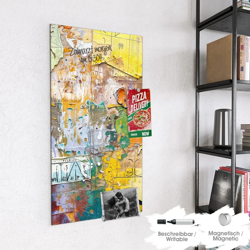 Glas Magnettafel - Abgerissene Plakate