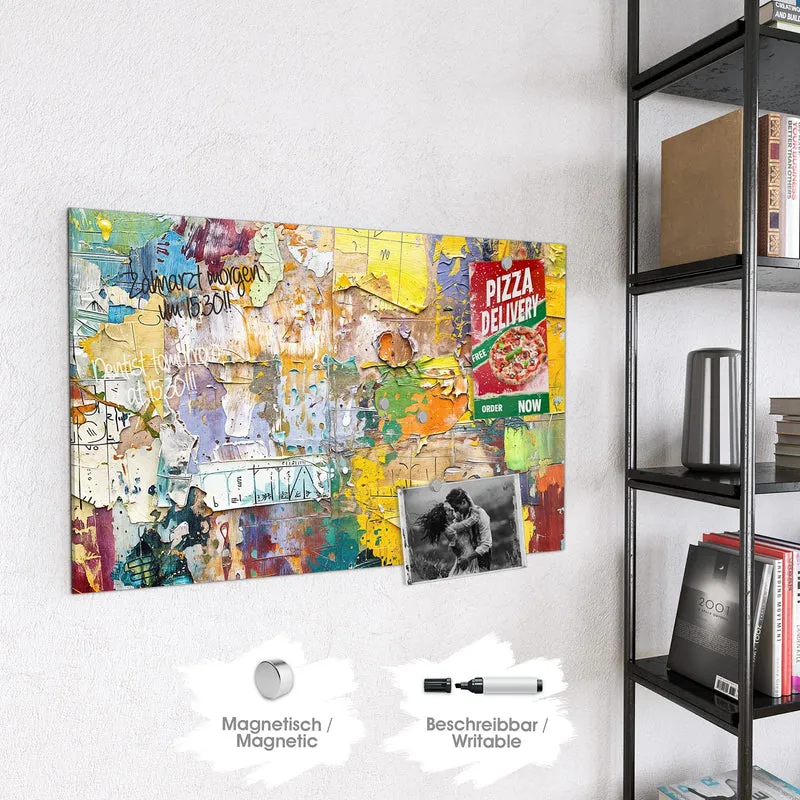Glas Magnettafel - Abgerissene Plakate