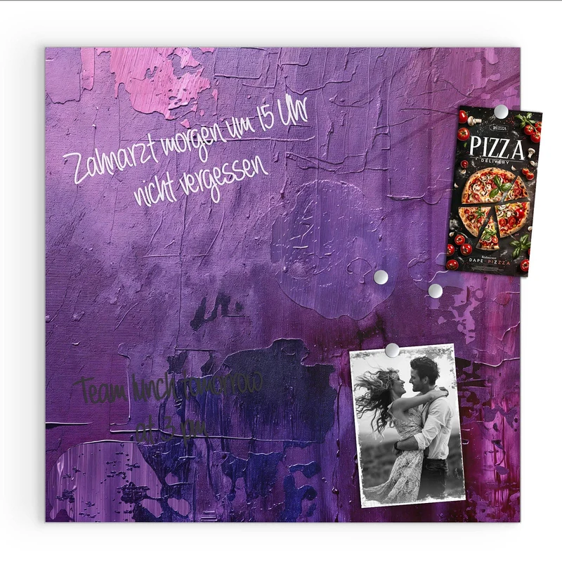 Glas Magnettafel - Violette Farbschichten