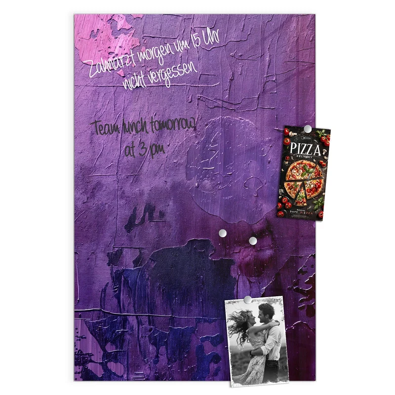 Glas Magnettafel - Violette Farbschichten