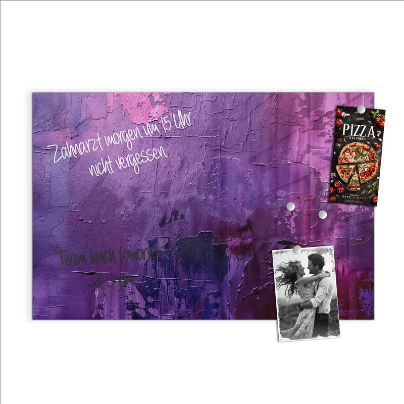 Glas Magnettafel - Violette Farbschichten