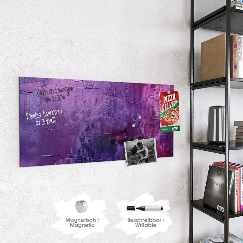 Glas Magnettafel - Violette Farbschichten