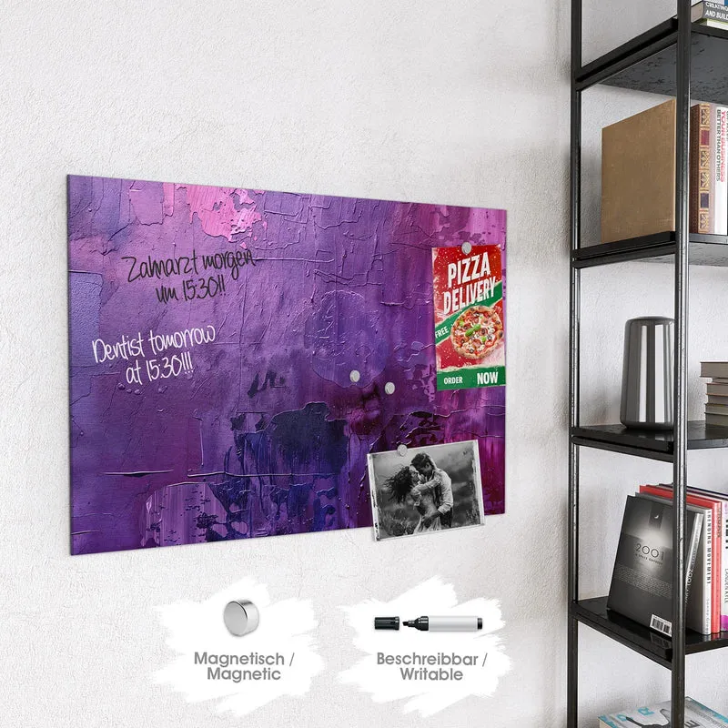 Glas Magnettafel - Violette Farbschichten