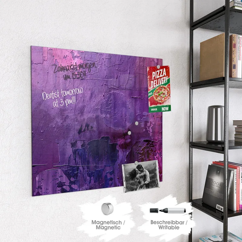 Glas Magnettafel - Violette Farbschichten