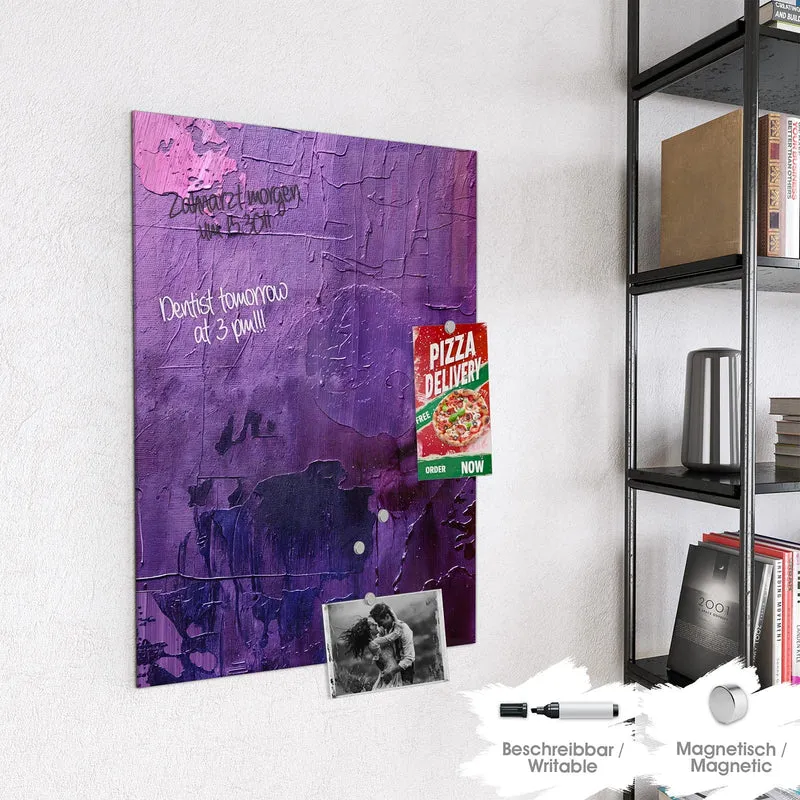 Glas Magnettafel - Violette Farbschichten