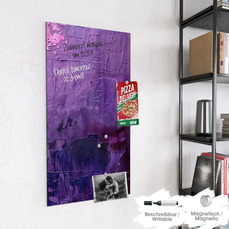 Glas Magnettafel - Violette Farbschichten