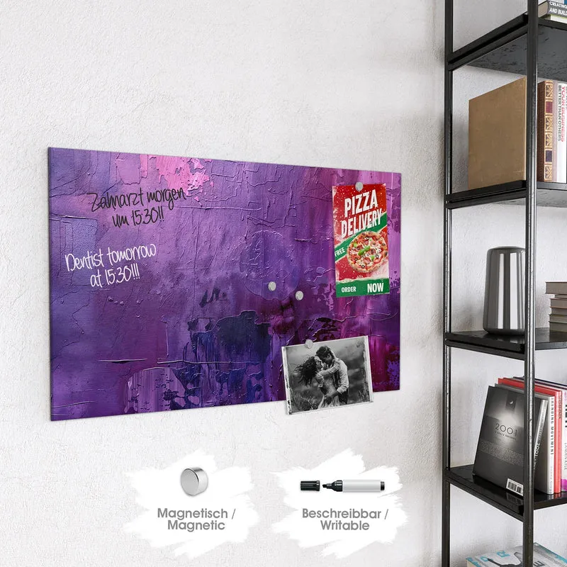 Glas Magnettafel - Violette Farbschichten