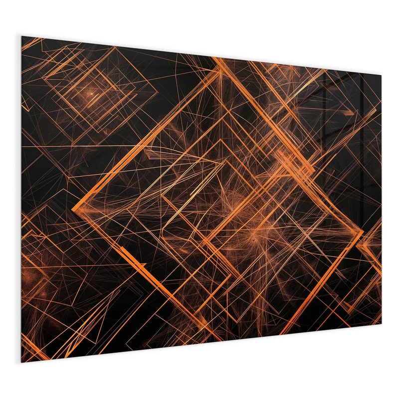 Glas Magnettafel - Orange Lichtlinien
