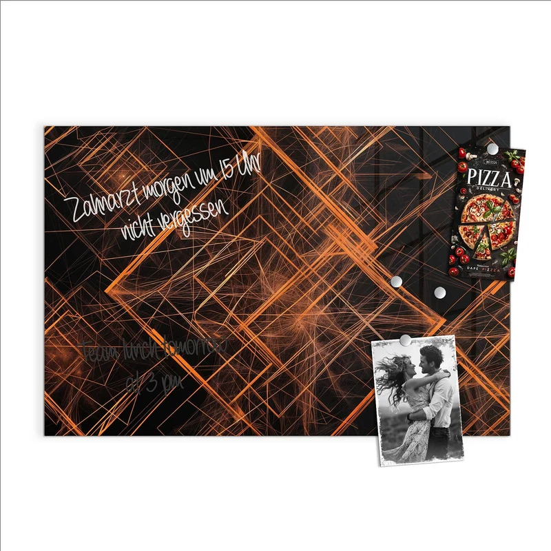 Glas Magnettafel - Orange Lichtlinien