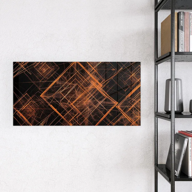 Glas Magnettafel - Orange Lichtlinien