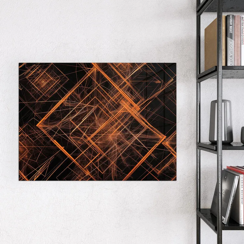 Glas Magnettafel - Orange Lichtlinien