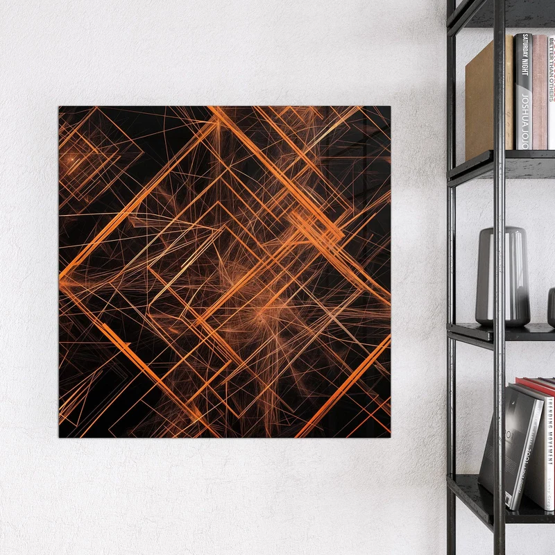 Glas Magnettafel - Orange Lichtlinien