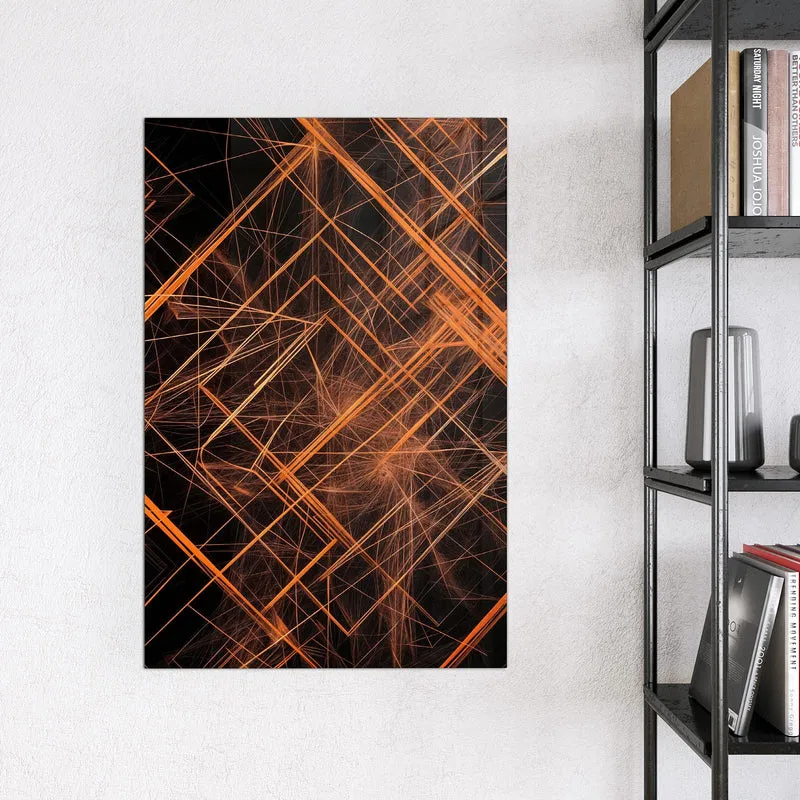 Glas Magnettafel - Orange Lichtlinien