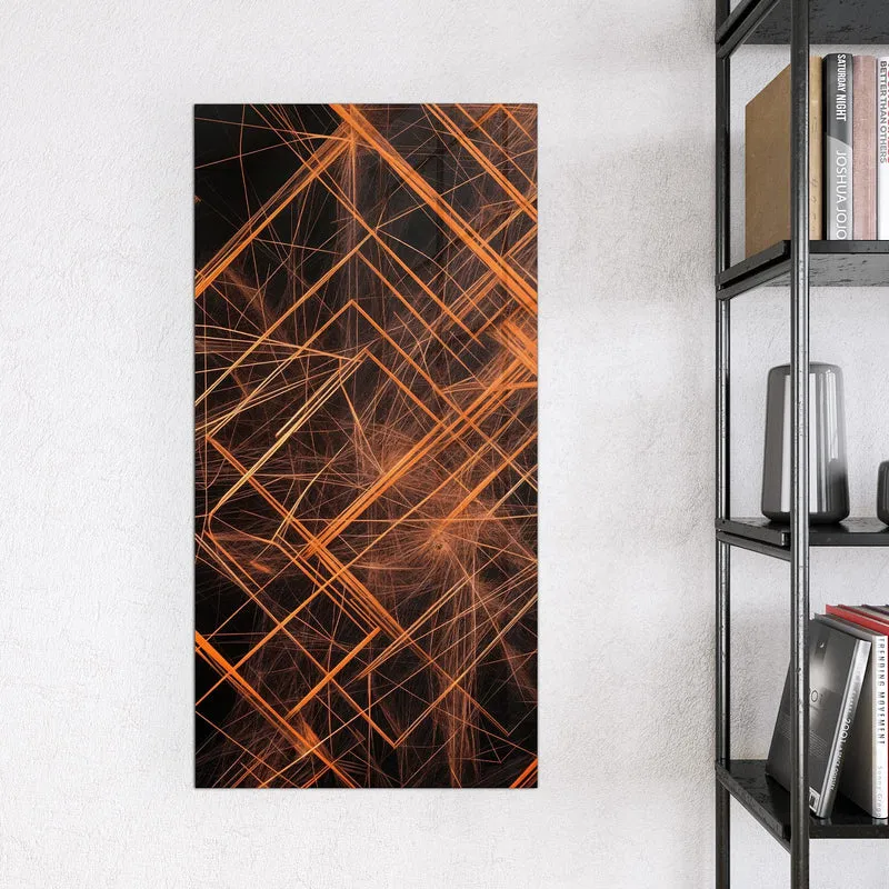 Glas Magnettafel - Orange Lichtlinien