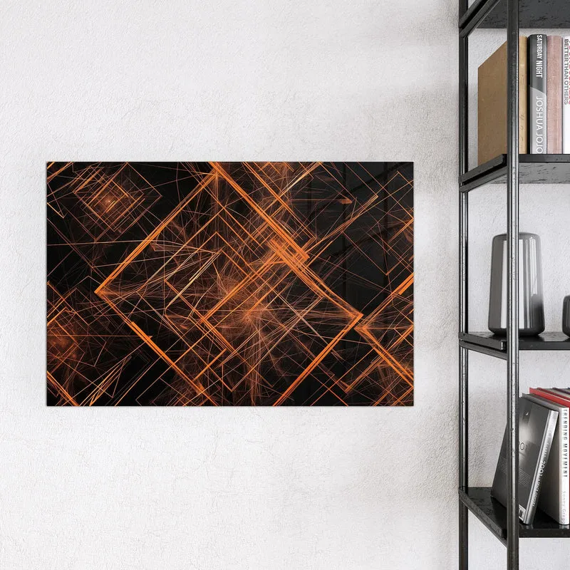 Glas Magnettafel - Orange Lichtlinien