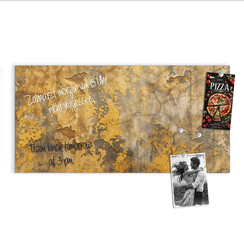 Glas Magnettafel - Gelbe Patina