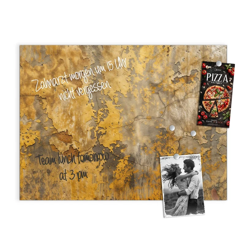 Glas Magnettafel - Gelbe Patina