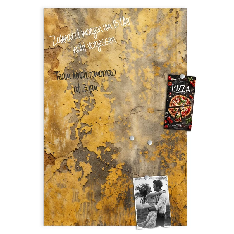 Glas Magnettafel - Gelbe Patina