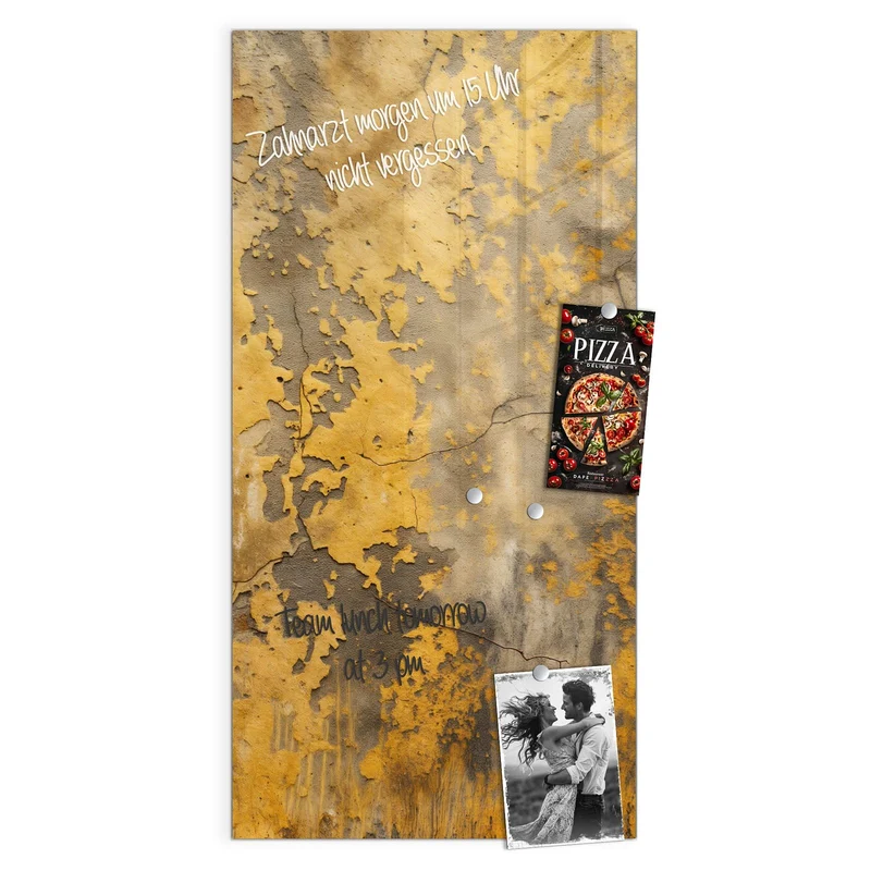 Glas Magnettafel - Gelbe Patina